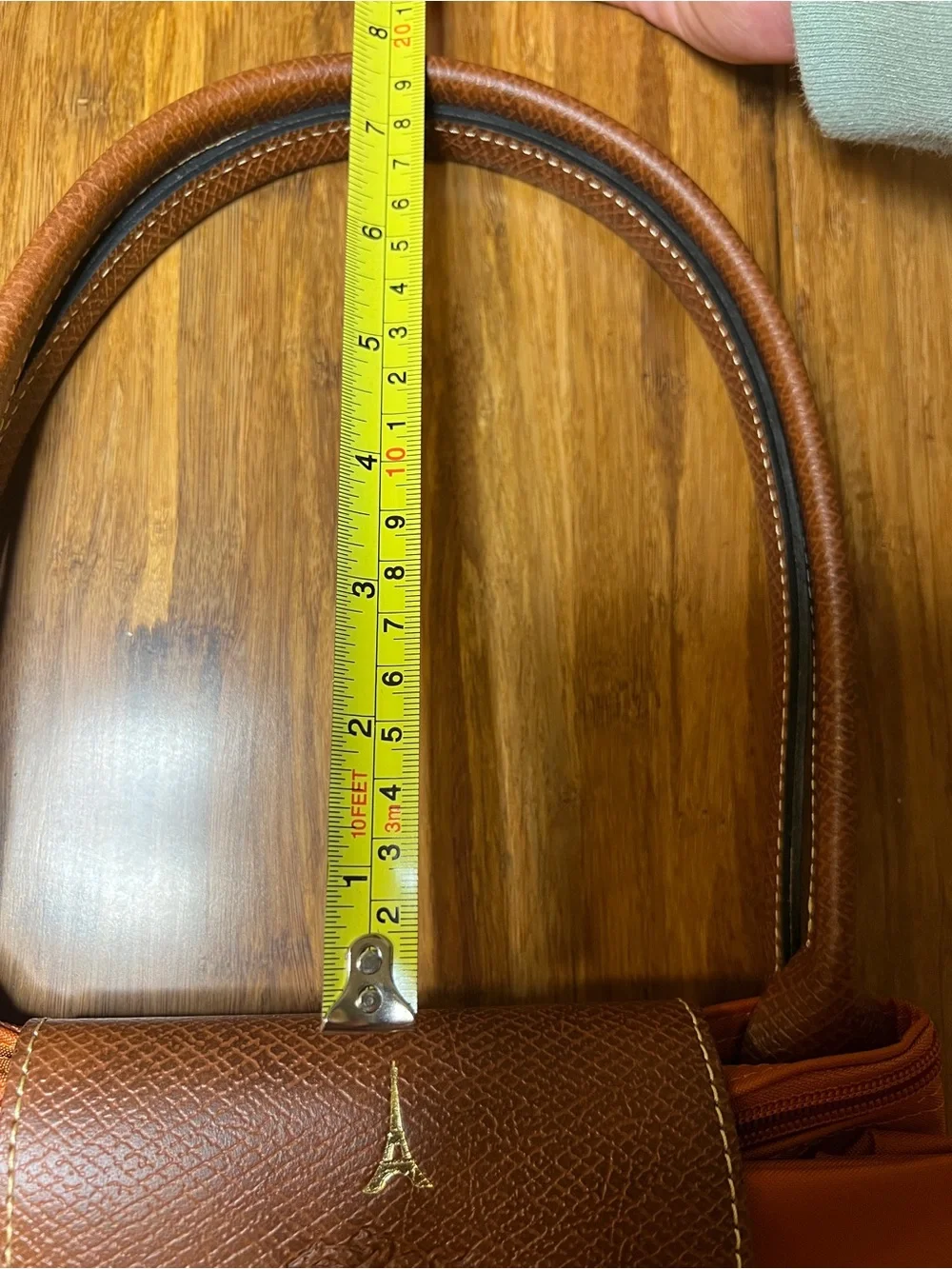 Longchamp Le Pliage Original M Tote Brick Orange PARIS Eiffel Tower stamp NWOT